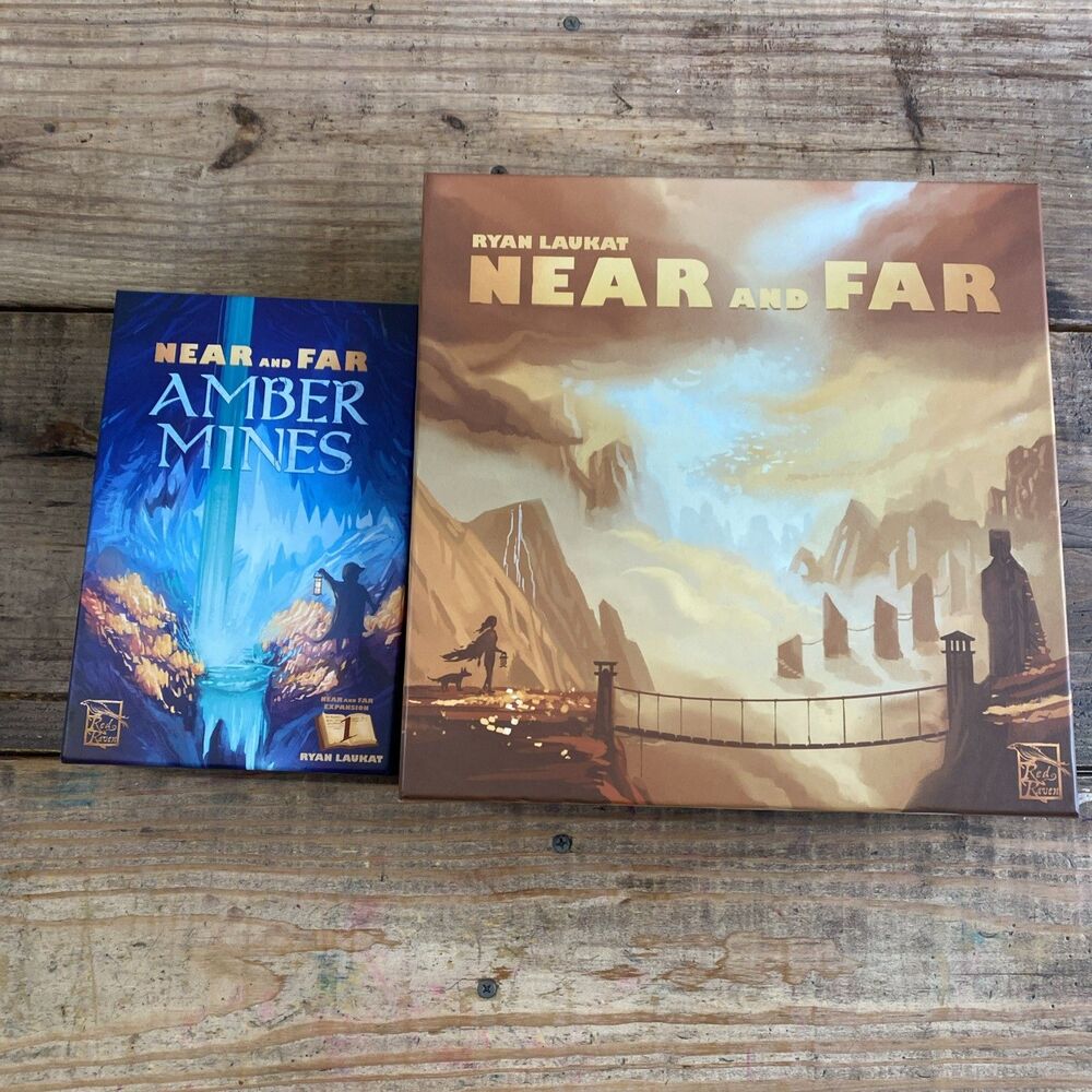 Near and Far Board Game w/ Amber Mines Expansion - Red Raven Games - Complete